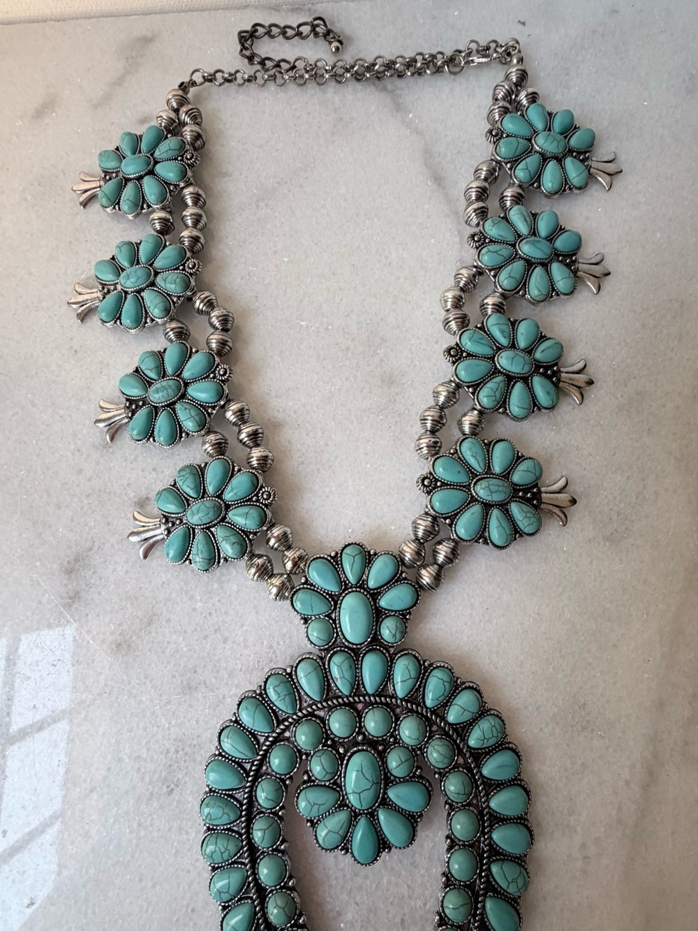Western Squash Blossom Statement Necklace Western Naja pendant - Picture 5 of 8